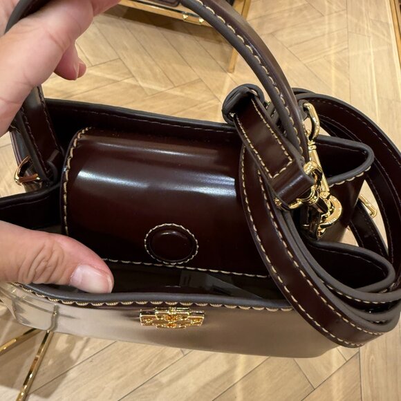 Tory Burch Britten Mini Satchel 162831 Tempranillo, $450 - Picture 5 of 7